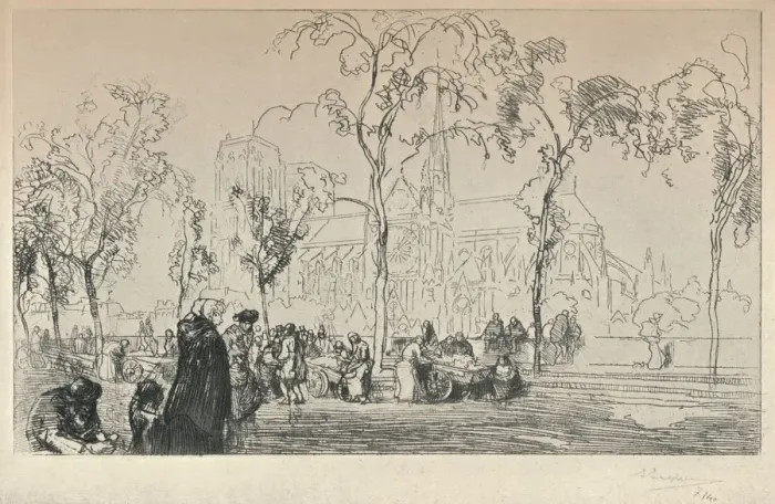 Framed Print : Notre Dame viewed from the Quai Montebello, 1915. Artist: Auguste Lepere Framed Print : Notre Dame viewed from the Quai Montebello, 1915. Artist: Auguste Lepere