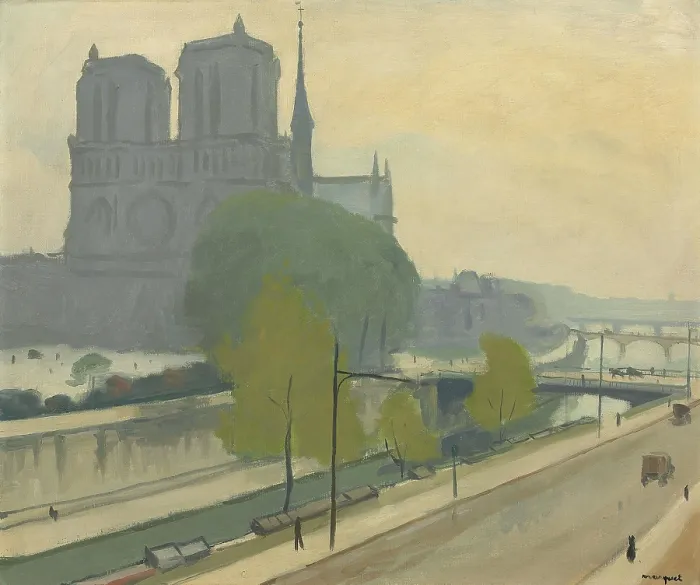 Framed Print : Notre-Dame vue des quais, le soir, 1922. Creator: Marquet, Pierre-Albert (1875-1947) Framed Print : Notre-Dame vue des quais, le soir, 1922. Creator: Marquet, Pierre-Albert (1875-1947)