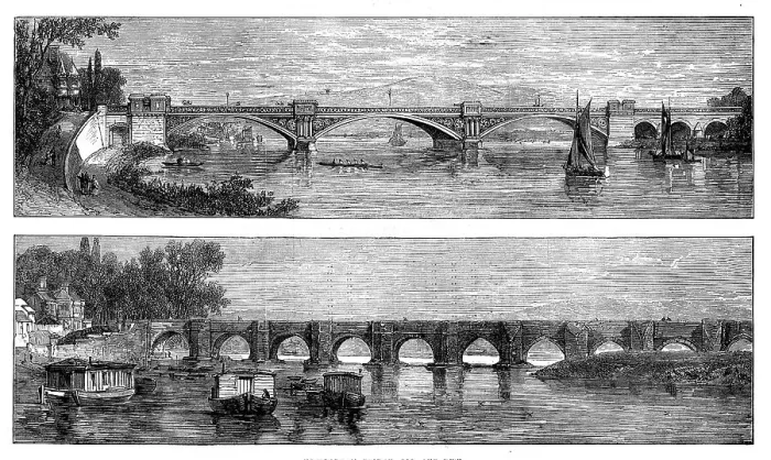 Framed Print : Nottingham Bridge, old and new, 1871. Creator: Unknown Framed Print : Nottingham Bridge, old and new, 1871. Creator: Unknown