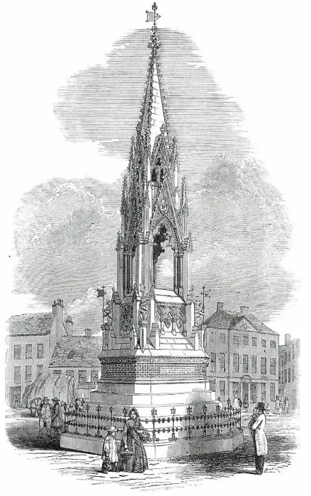 Framed Print : The Notts Testimonial to Lord George Bentinck, in the Market-Place, Mansfield, 1850. Creator: Unknown Framed Print : The Notts Testimonial to Lord George Bentinck, in the Market-Place, Mansfield, 1850. Creator: Unknown