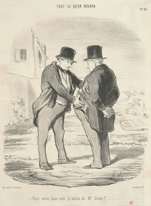 Framed Print : Nous avons donc volé le ballon de Mr. Green?, 19th century. Creator: Honore Daumier Framed Print : Nous avons donc volé le ballon de Mr. Green?, 19th century. Creator: Honore Daumier