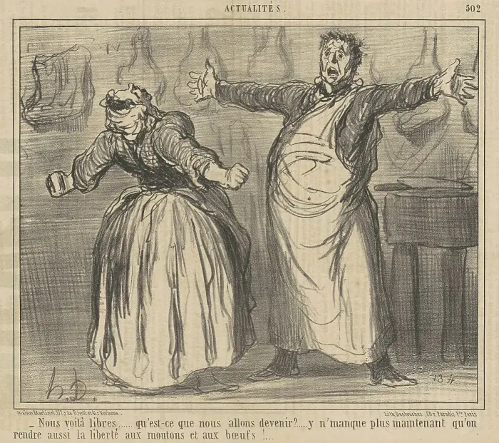 Framed Print : Nous voila libres... 19th century. Creator: Honore Daumier Framed Print : Nous voila libres... 19th century. Creator: Honore Daumier