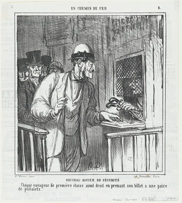 Framed Print : Nouveau moyen de securite, 1864. Creator: Honore Daumier Framed Print : Nouveau moyen de securite, 1864. Creator: Honore Daumier