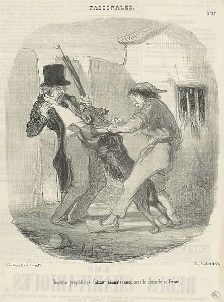 Nouveau propriètaire faisant connaissance avec le chien... 19th century. Creator: Honore Daumier