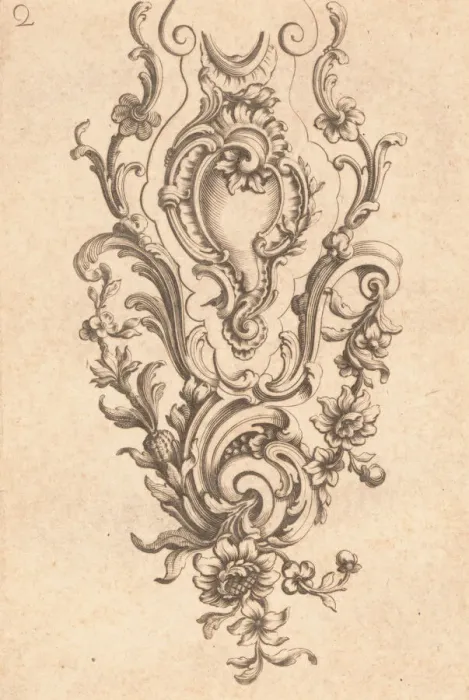 Framed Print : Nouveaux Ornemans D Arquebuseries, ca. 1750-55. Creator: Gilles Demarteau