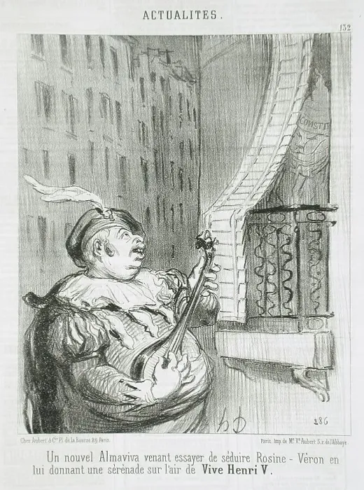 Framed Print : Un nouvel Almaviva.. 1851. Creator: Honore Daumier Framed Print : Un nouvel Almaviva.. 1851. Creator: Honore Daumier