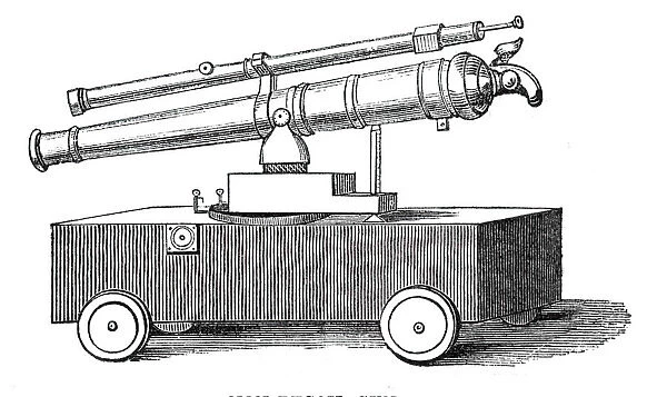 Novel experiments in warfare - non-recoil gun, 1844. Creator: Unknown
