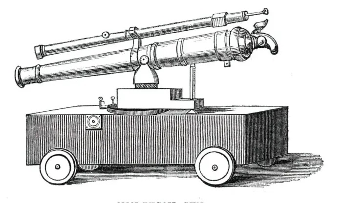 Framed Print : Novel experiments in warfare - non-recoil gun, 1844. Creator: Unknown Framed Print : Novel experiments in warfare - non-recoil gun, 1844. Creator: Unknown