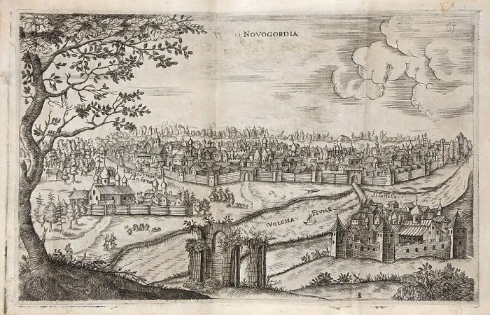 Framed Print : Novgorod (illustration from Muscovite and Persian Journey by Adam Olearius), 1634. Creator: Rothgiesser, Christian Lorenzen (?-1659). Novgorod (illustration from Muscovite and Persian Journey by Adam Olearius), 1634 Framed Print : Novgorod (illustration from Muscovite and Persian Journey by Adam Olearius), 1634. Creator: Rothgiesser, Christian Lorenzen (?-1659). Novgorod (illustration from Muscovite and Persian Journey by Adam Olearius), 1634