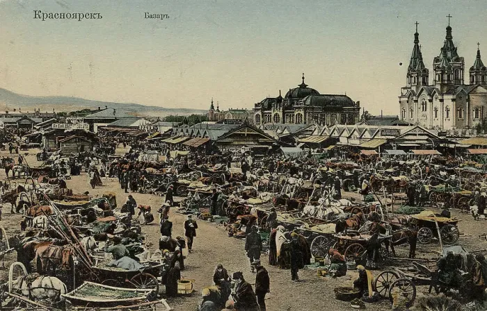 Framed Print : Novobazarnaya Square in Krasnoyarsk, 1910-1911. Creator: Unknown Framed Print : Novobazarnaya Square in Krasnoyarsk, 1910-1911. Creator: Unknown