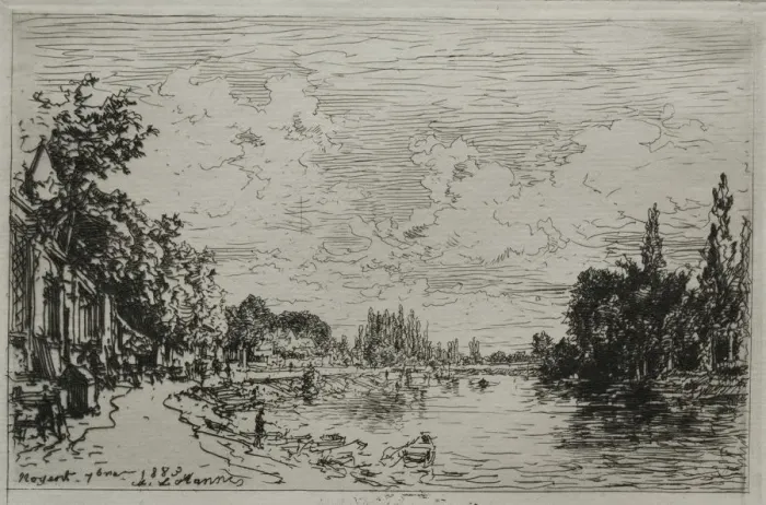 Framed Print : Noyant, 1883. Creator: Maxime Lalanne (French, 1827-1886) Framed Print : Noyant, 1883. Creator: Maxime Lalanne (French, 1827-1886)