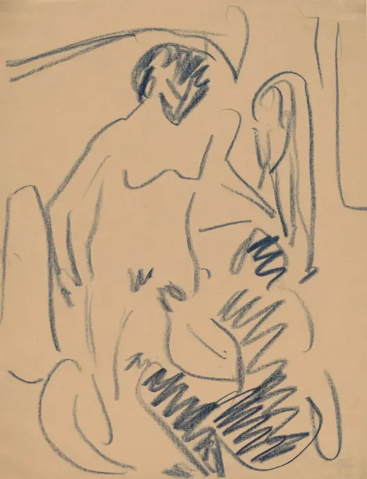 Framed Print : Nude on the Beach, 1910. Creator: Ernst Kirchner Framed Print : Nude on the Beach, 1910. Creator: Ernst Kirchner