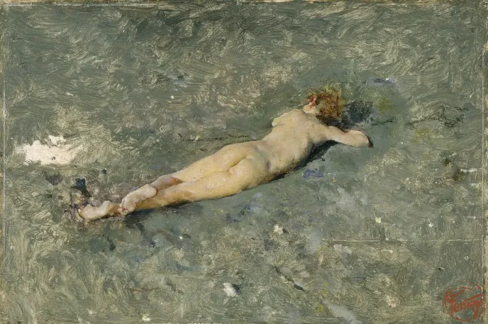 Framed Print : Nude on the Beach at Portici, 1874. Artist: Fortuny, Maria (1838-1874) Framed Print : Nude on the Beach at Portici, 1874. Artist: Fortuny, Maria (1838-1874)