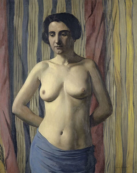 Nude with Blue Sash, 1922. Creator: Vallotton, Felix Edouard (1865-1925)