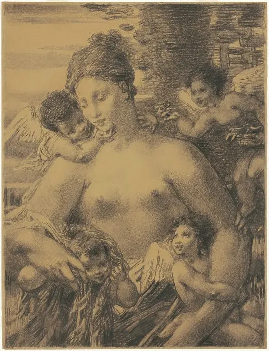 Framed Print : Nude with Cherubim, 1860s-1870s. Creator: William P. Babcock Framed Print : Nude with Cherubim, 1860s-1870s. Creator: William P. Babcock