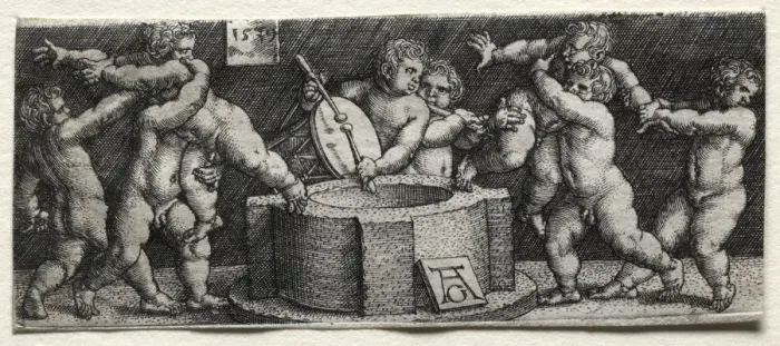 Framed Print : Eight Nude Children at a Well, 1539. Creator: Heinrich Aldegrever (German, 1502-1555 / 61) Framed Print : Eight Nude Children at a Well, 1539. Creator: Heinrich Aldegrever (German, 1502-1555 / 61)