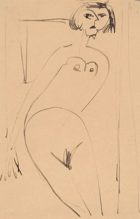 Framed Print : Nude, early 20th century, Creator: Ernst Kirchner Framed Print : Nude, early 20th century, Creator: Ernst Kirchner