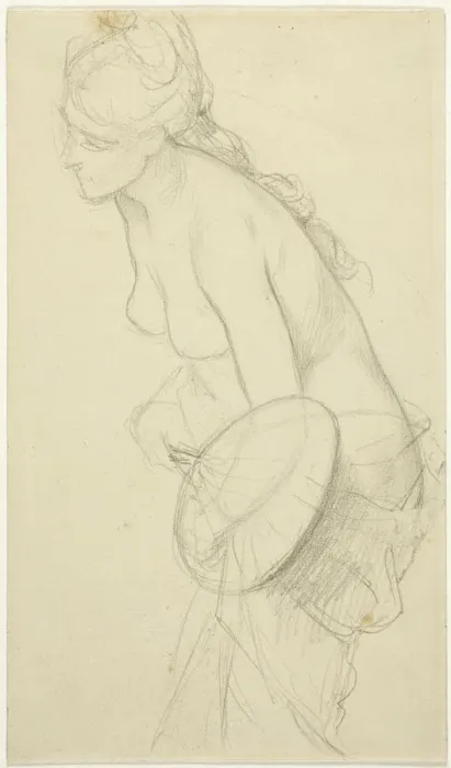 Framed Print : Nude Figure Holding a Fan, n. d. Creator: Unknown Framed Print : Nude Figure Holding a Fan, n. d. Creator: Unknown
