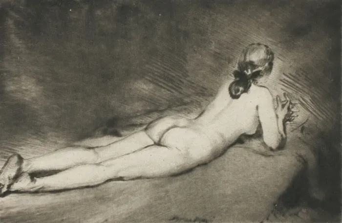 Framed Print : Nude Figure Lying Down, 1906. Creator: Theodore Roussel Framed Print : Nude Figure Lying Down, 1906. Creator: Theodore Roussel