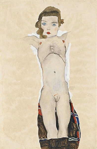 Nude Girl with Arms Outstretched, 1911. Artist: Schiele, Egon (1890?1918)
