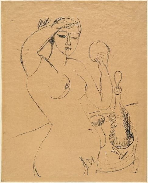 Nude Girl at her Toilette, 1912. Creator: Ernst Kirchner
