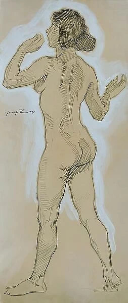 Back nude, head to the left, 1925. Creator: Josef Wawra