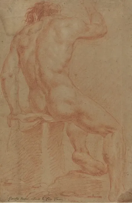 Framed Print : Nude Male Figure [recto], 17th century. Creator: Unknown