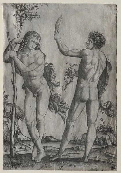 Two Nude Men Beside a Tree. Creator: Marcantonio Raimondi (Italian, 1470  /  82-1527  /  34)
