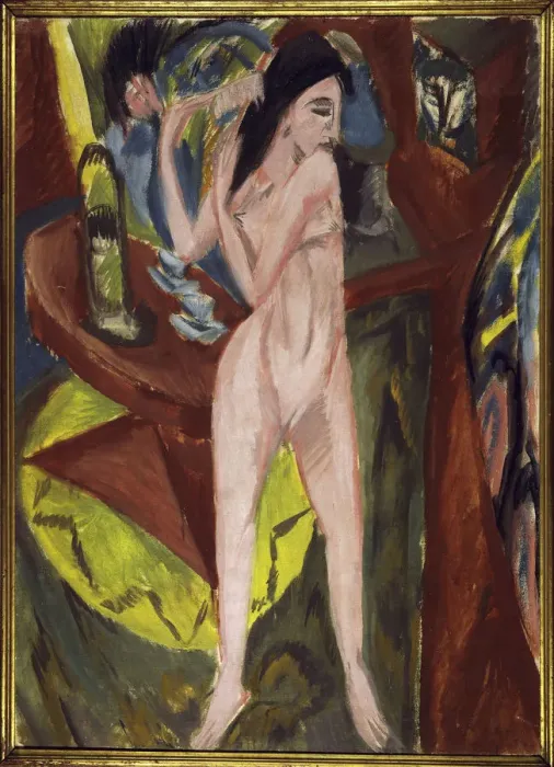 Framed Print : Nude from the Back with Mirror and Man Framed Print : Nude from the Back with Mirror and Man
