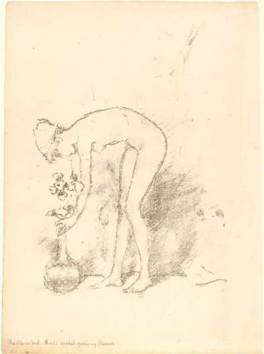Framed Print : A Nude Model Arranging Flowers, c. 1892. Creator: James Abbott McNeill Whistler Framed Print : A Nude Model Arranging Flowers, c. 1892. Creator: James Abbott McNeill Whistler