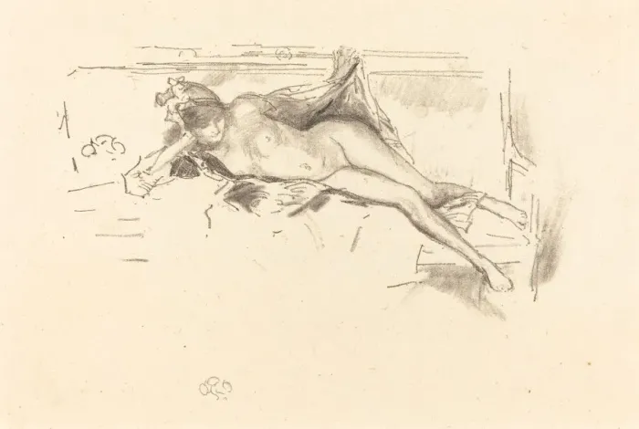 Framed Print : Nude Model, Reclining, 1893. Creator: James Abbott McNeill Whistler Framed Print : Nude Model, Reclining, 1893. Creator: James Abbott McNeill Whistler