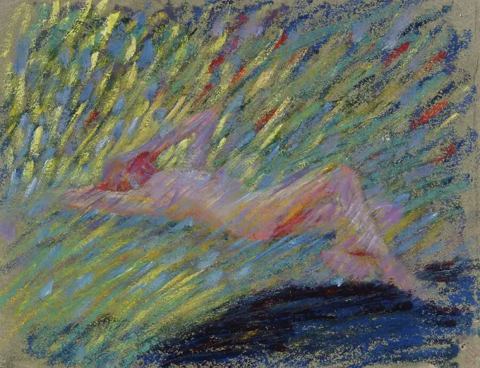 Framed Print : Nude reclining female model, 1904. Creator: Maria Wiik Framed Print : Nude reclining female model, 1904. Creator: Maria Wiik