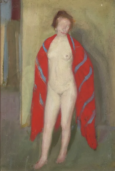 Framed Print : Nude in a Red Shawl, 1910. Creator: Wojciech Weiss Framed Print : Nude in a Red Shawl, 1910. Creator: Wojciech Weiss