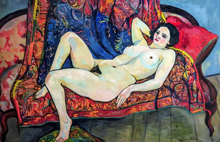 Framed Print : Nude on the red sofa, 1920. Creator: Valadon, Suzanne (1865-1938) Framed Print : Nude on the red sofa, 1920. Creator: Valadon, Suzanne (1865-1938)