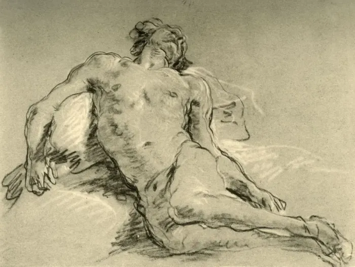 Framed Print : Nude resting, mid 18th century, (1928). Artist: Giovanni Battista Tiepolo Framed Print : Nude resting, mid 18th century, (1928). Artist: Giovanni Battista Tiepolo