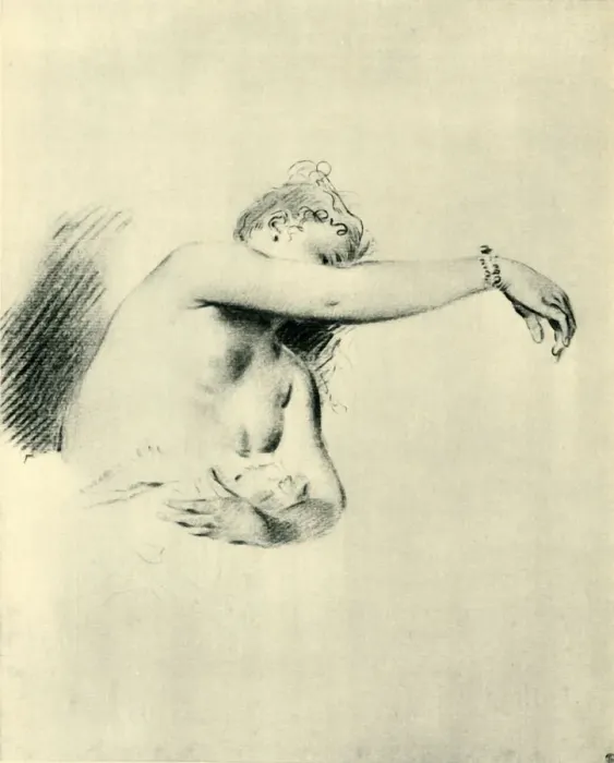 Framed Print : Nude with Right Arm Raised, 1717-1718, (1943). Creator: Jean-Antoine Watteau Framed Print : Nude with Right Arm Raised, 1717-1718, (1943). Creator: Jean-Antoine Watteau