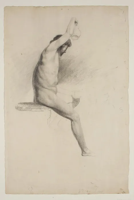 Framed Print : Nude Seated Male Figure, c1832. Creator: Thomas Cole Framed Print : Nude Seated Male Figure, c1832. Creator: Thomas Cole