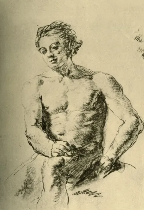 Framed Print : Nude seated, mid 18th century, (1928). Artist: Giovanni Battista Tiepolo Framed Print : Nude seated, mid 18th century, (1928). Artist: Giovanni Battista Tiepolo