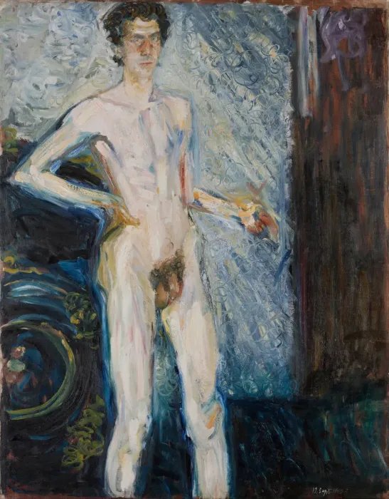 Framed Print : Nude Self-Portrait with Palette, 1908. Artist: Gerstl, Richard (1883-1908) Framed Print : Nude Self-Portrait with Palette, 1908. Artist: Gerstl, Richard (1883-1908)