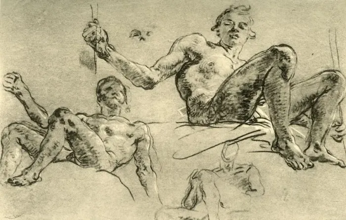 Framed Print : Nude Studies, mid 18th century, (1928). Artist: Giovanni Battista Tiepolo Framed Print : Nude Studies, mid 18th century, (1928). Artist: Giovanni Battista Tiepolo