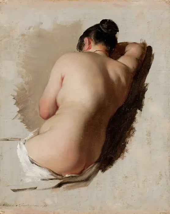Framed Print : Nude study, 1850s. Creator: Amalia Lindegren Framed Print : Nude study, 1850s. Creator: Amalia Lindegren