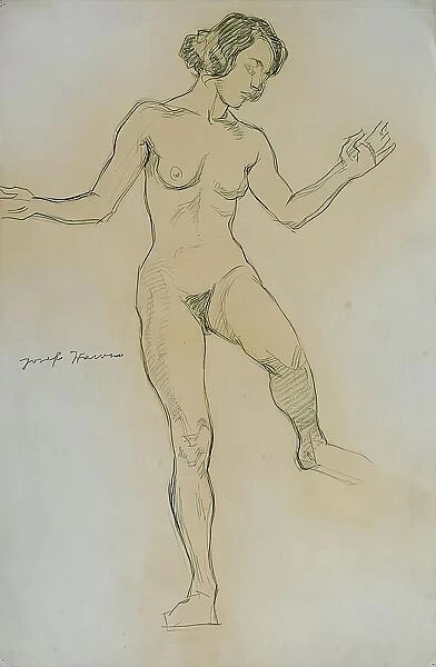 Nude study in dance pose, 1925. Creator: Josef Wawra