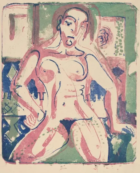 Framed Print : Nude Woman, 1927. Creator: Ernst Kirchner Framed Print : Nude Woman, 1927. Creator: Ernst Kirchner