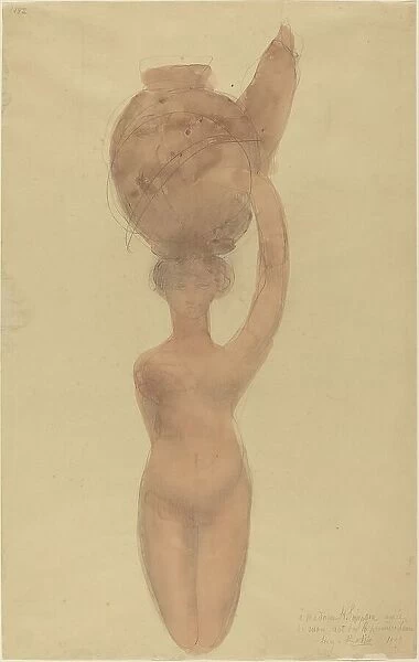 Nude Woman Carrying Vase on Head, 1909. Creator: Auguste Rodin