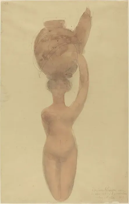 Framed Print : Nude Woman Carrying Vase on Head, 1909. Creator: Auguste Rodin Framed Print : Nude Woman Carrying Vase on Head, 1909. Creator: Auguste Rodin