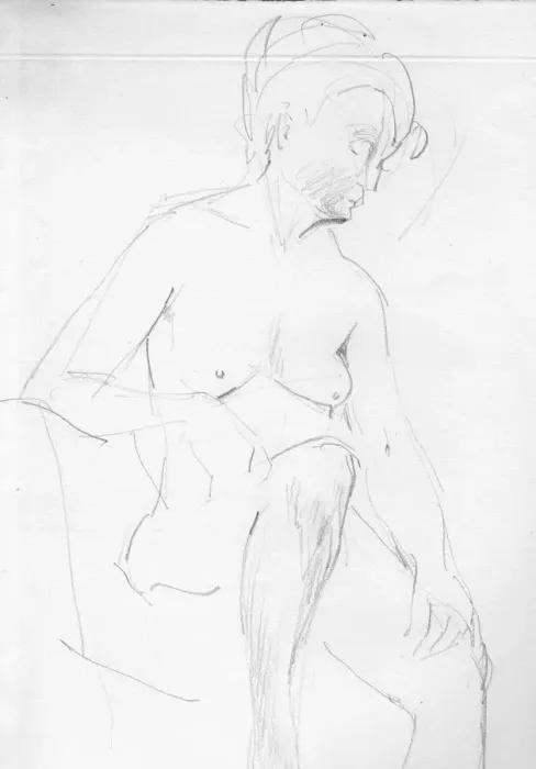Framed Print : Nude woman sitting, c1950. Creator: Shirley Markham Framed Print : Nude woman sitting, c1950. Creator: Shirley Markham
