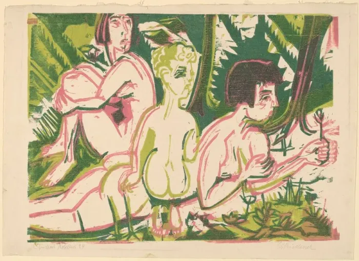 Framed Print : Nude Women with a Child in the Forest, 1925. Creator: Ernst Kirchner Framed Print : Nude Women with a Child in the Forest, 1925. Creator: Ernst Kirchner