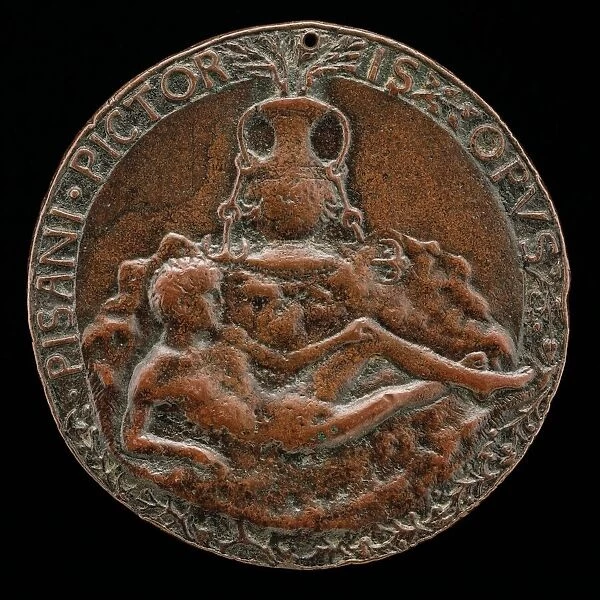 Nude Youth Lying before a Rock [reverse], c. 1441 / 1450. Creator: Pisanello