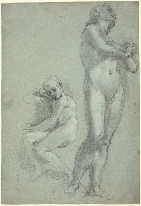 Framed Print : Two Nude Youths [recto], c. 1565 / 1567. Creator: Federico Barocci