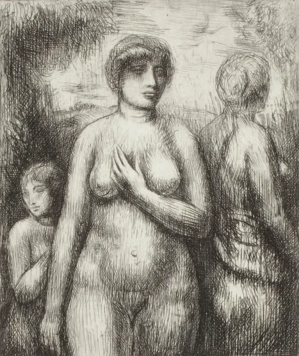 Framed Print : Three Nudes, c1900-1950. Creator: Kenneth Hayes Miller Framed Print : Three Nudes, c1900-1950. Creator: Kenneth Hayes Miller